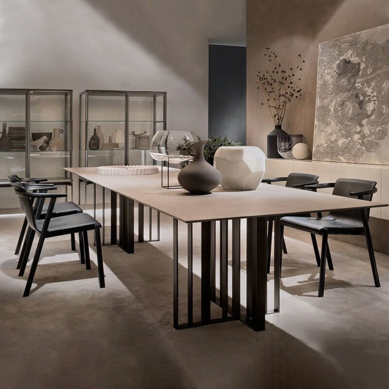 桌子 意式巖板餐桌長方形設計師大戶型別墅家用北歐餐桌