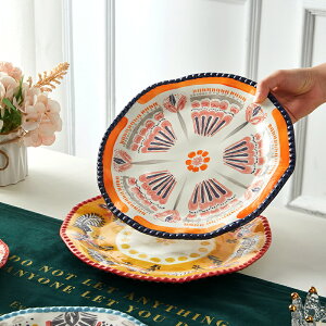 下午茶餐具珠點西餐盤子輕奢ins高檔飾10寸高級感復古創意北歐大