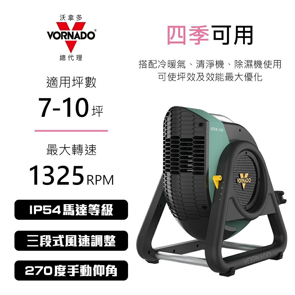 【VORNADO 沃拿多】7-10坪用 高速渦流空氣循環機 RTRHD-TW