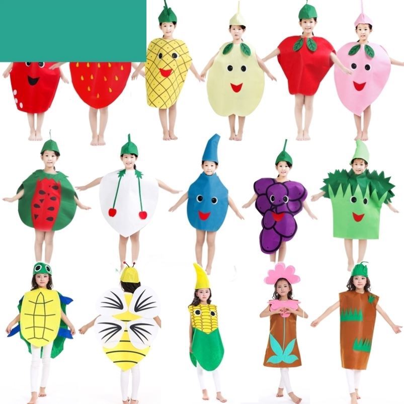 國慶兒童演出服環保水果服裝時裝秀幼兒園蔬菜表演服舞臺造型衣服