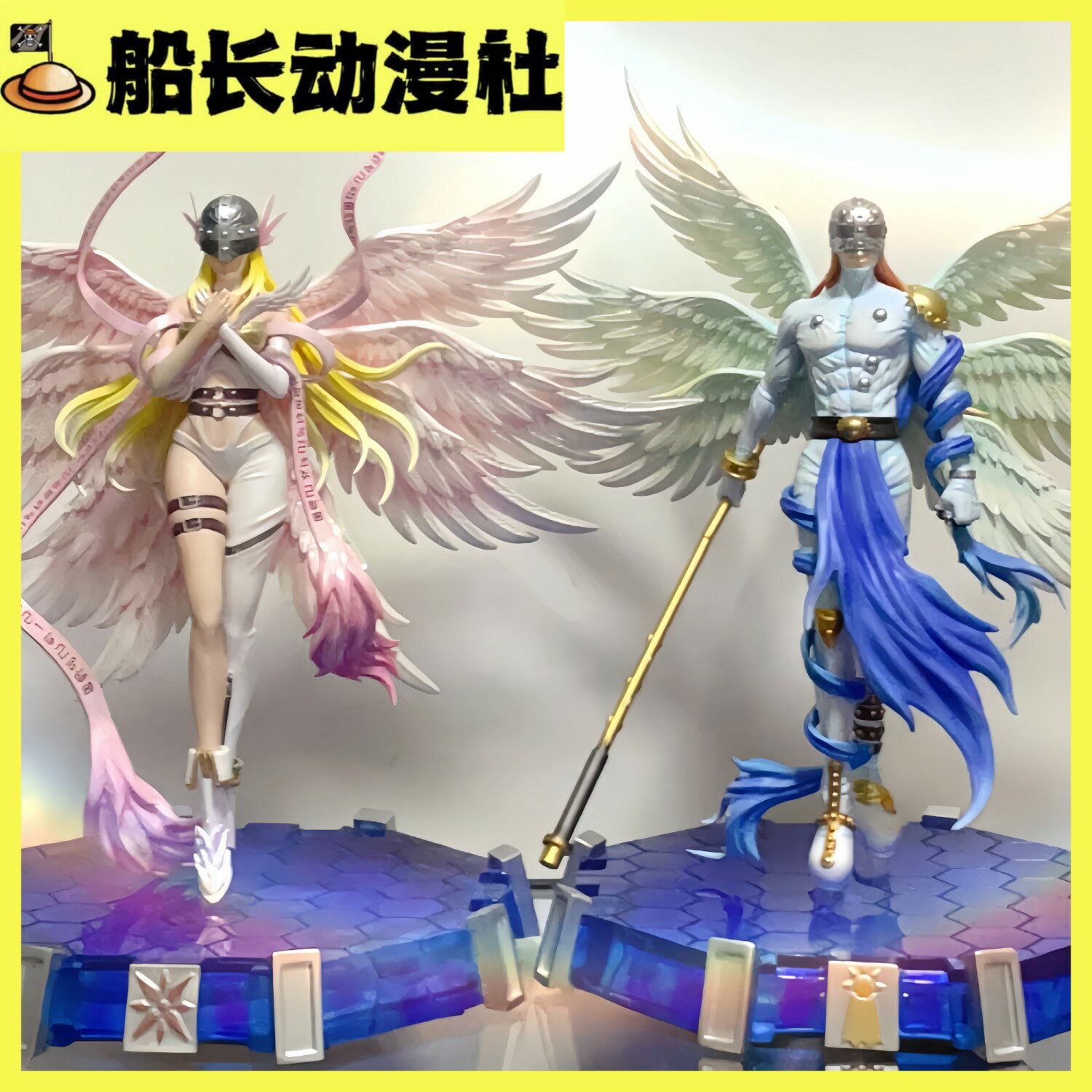{臺灣公司貨 可打統編}數碼寶貝月神殿天使獸天女獸GK手辦動漫模型可發光潮玩周邊雕像