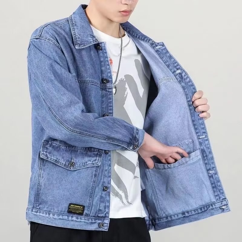 清倉撿漏剪標耐磨休閑工裝夾克上衣男秋冬日系復古牛仔外套男大碼【雲木雜貨】
