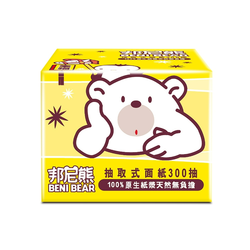 【BeniBear邦尼熊】抽取式柔式紙巾300抽x30包/箱