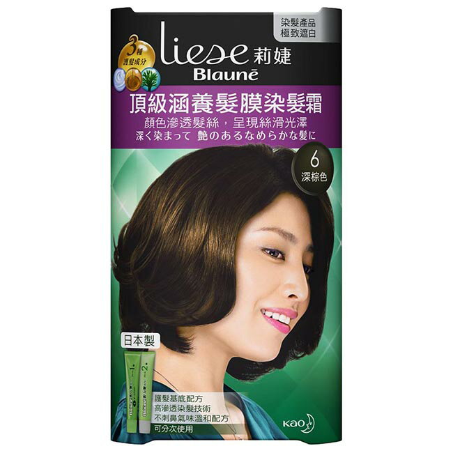 莉婕頂級涵養髮膜染髮霜 6深棕色 (40G+40ML) 1