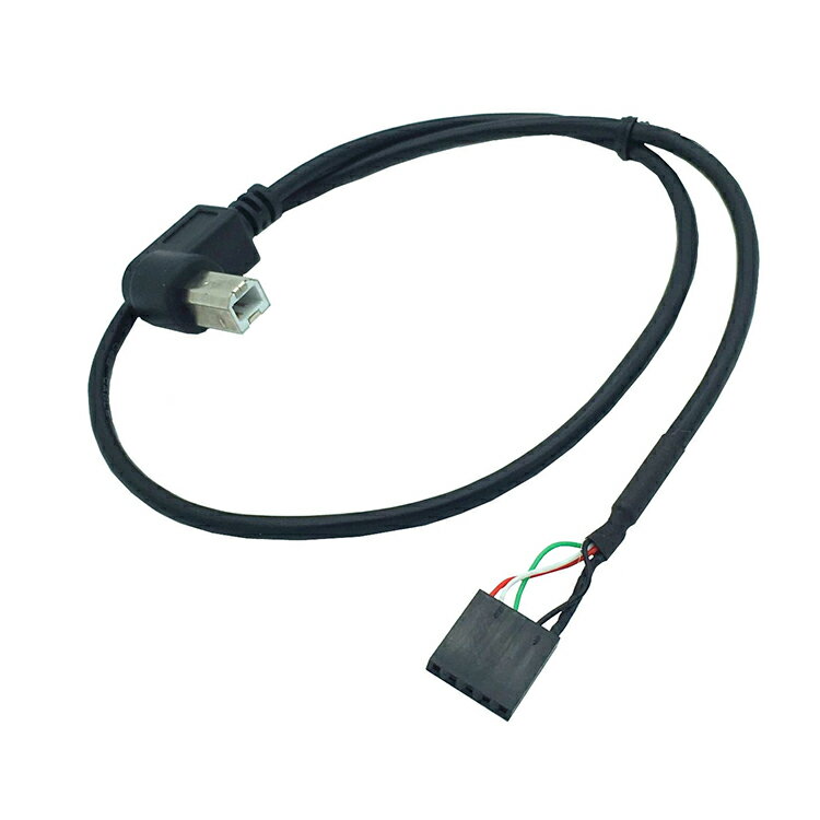 【易控王】0.5M USB Type-B轉杜邦母5P2.54mm 右彎頭 L型直角 PVC材質線身 (30-702)