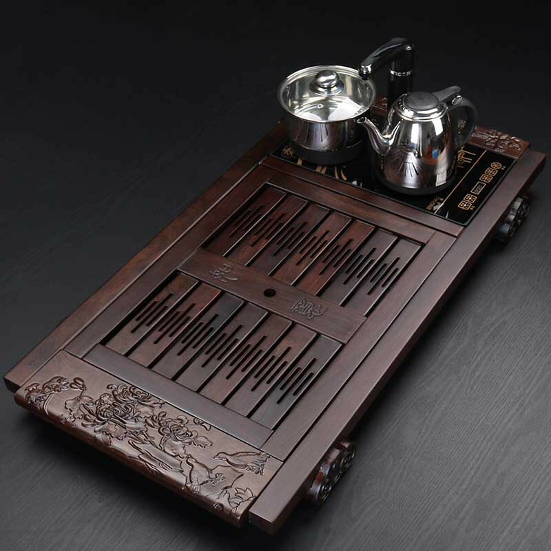 化黑檀木實木茶盤四合電磁爐茶茶具茶