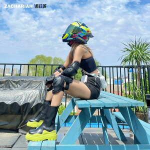Zachariah摩托車護膝護肘短款滑板輪滑護具夏季防摔透氣騎行裝備