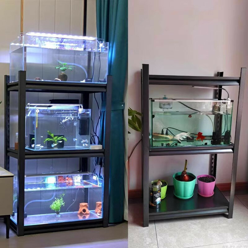 魚缸架多層超強承重花架一體三層可移動鐵藝小型貨架置物/魚缸架/置物架/儲物架/收納架/落地架/架子
