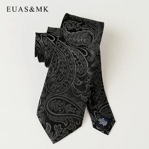 優雅素色 純黑色 高檔西裝商務 男士真絲領帶8cm歐美復古花紋刺繡
