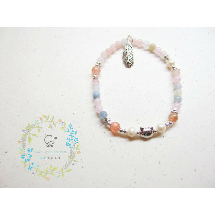 小日子/太陽石/摩根石/天然淡水珍珠/水晶手鍊/925純銀/[晶晶工坊-love2hm] 3