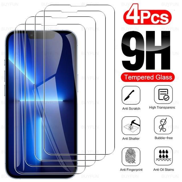 【喜挖】適用於蘋果17 PRO MAX鋼化膜4PCS 9H Tempered Glass iPhone17 16 15 14 Screen Protector高畫質13玻璃12膜4片