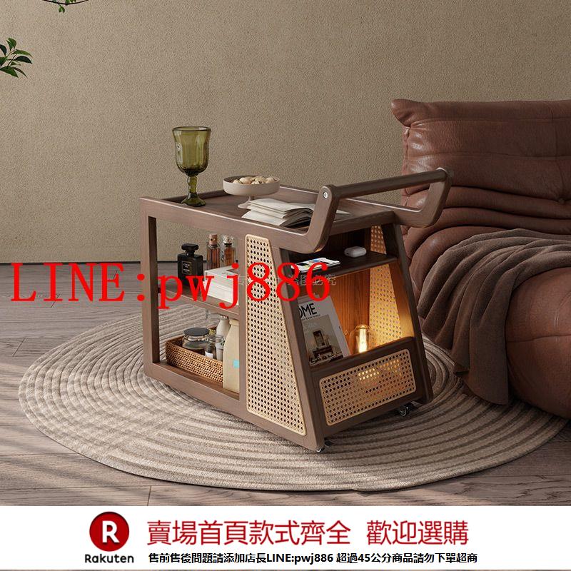 {公司貨 超低價}冬木實木沙發邊幾小推車沙發邊櫃側邊櫃客廳巴士餐車可移動茶臺