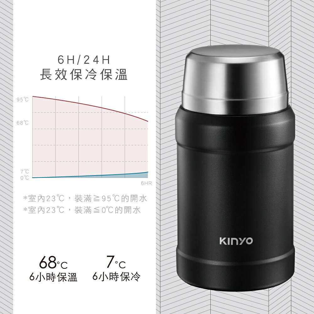 【KINYO】316不鏽鋼真空燜燒罐 800ml (KIM-48) 附贈不鏽鋼湯匙、杯蓋碗&雙層保溫袋 3