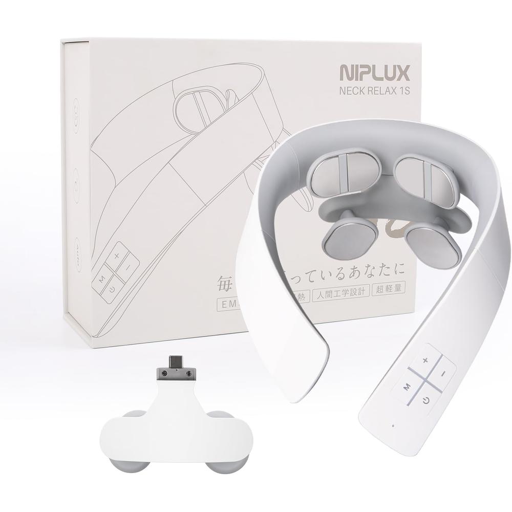 【日本代購】NIPLUX NECK RELAX 1S｜溫熱頸肩按摩器｜靜音輕量｜舒緩放鬆｜頸部保暖｜白色
