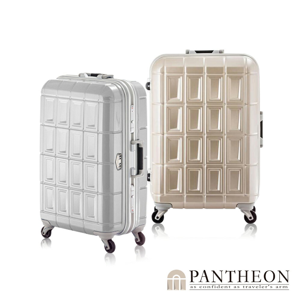 <br/><br/>  日本PANTHEON 24吋 網美行李箱 輕量鋁框硬殼旅行箱-香檳金拉絲<br/><br/>