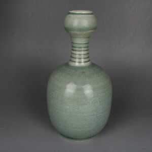 宋越窯秘色瓷青釉花瓶 蒜頭瓶古玩古董陶瓷器 仿古收藏品擺件