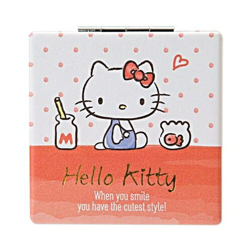 【震撼精品百貨】Hello Kitty 凱蒂貓-Sanrio HELLO KITTY方型隨身雙面鏡(元氣小物)#84837 震撼日式精品百貨
