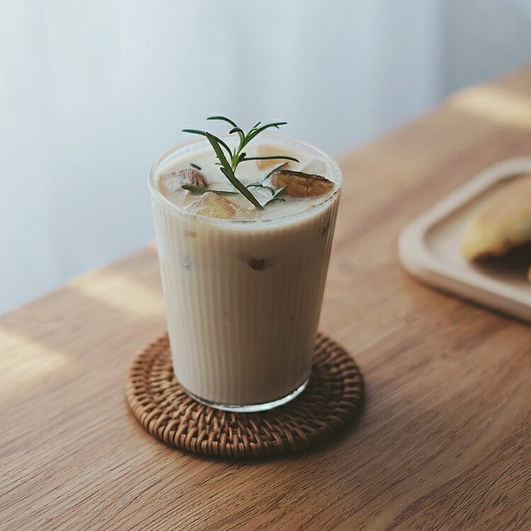 愛加家居日式光束條紋玻璃杯簡約耐熱水杯咖啡杯牛奶辦公室杯子