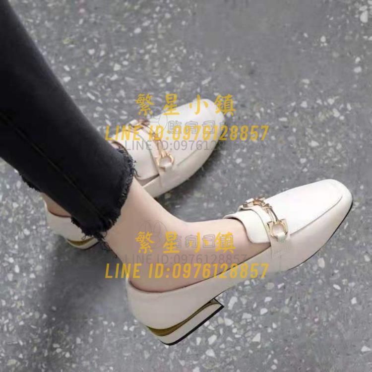小皮鞋軟皮單鞋平底單鞋女方頭時尚百搭粗跟低跟一腳蹬女【繁星小鎮】