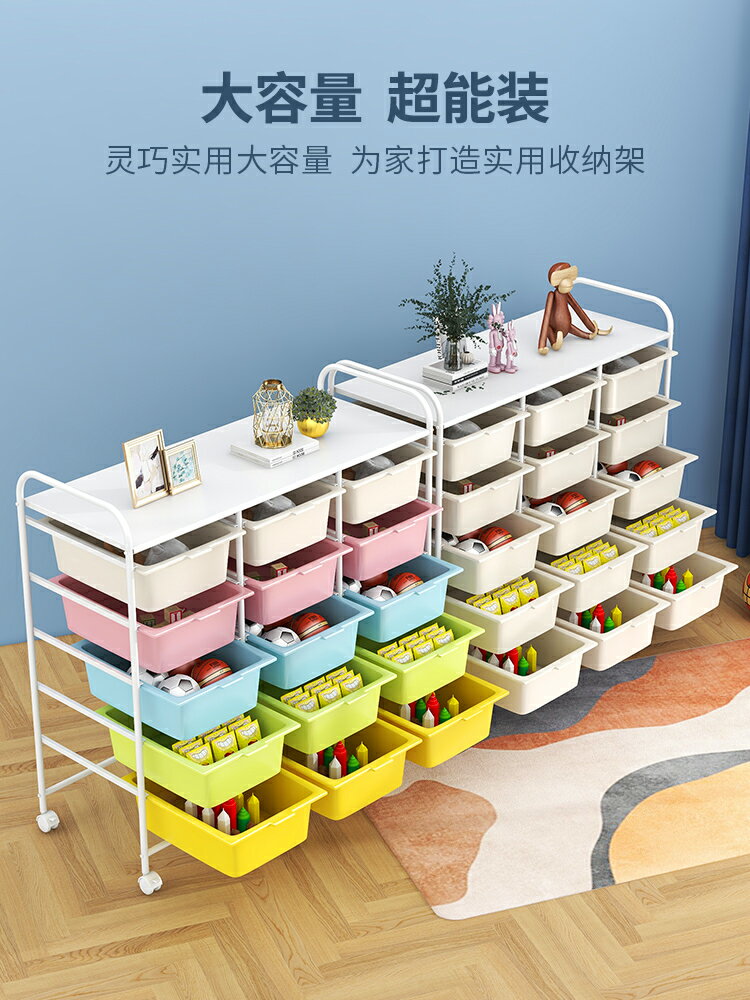 ✅兒童玩具收納架家用移動儲物櫃寶寶簡易鐵藝置物架分類多層收納