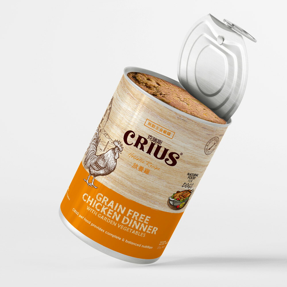 【CRIUS 克瑞斯】全齡犬罐 天然紐西蘭 低敏無穀 單一純肉 主食罐 放養雞 375G (12罐) 1