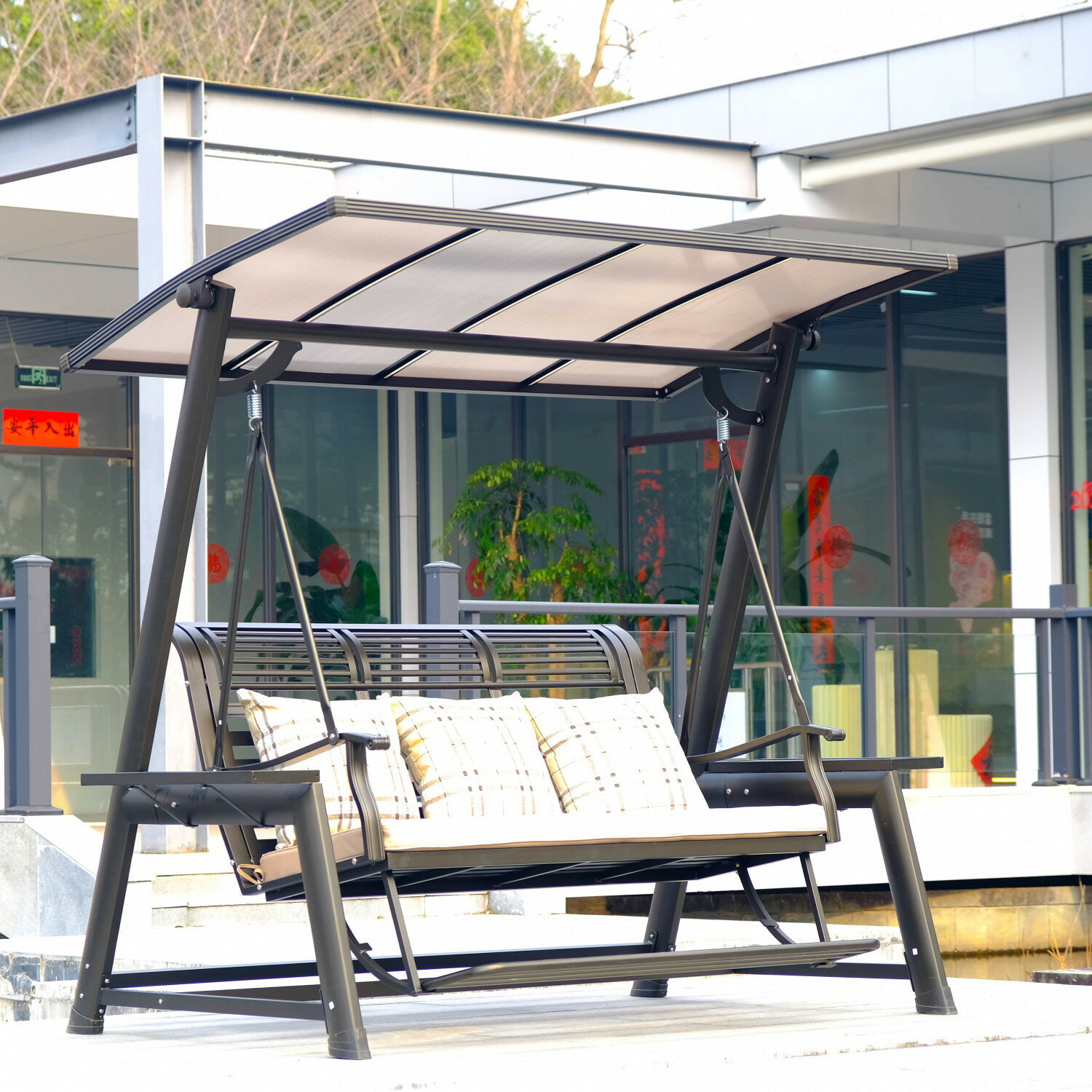 【台灣公司 超低價】戶外秋千新款鑄鋁網紅吊椅室外防雨搖椅庭院陽臺秋千成人蕩秋千椅 2