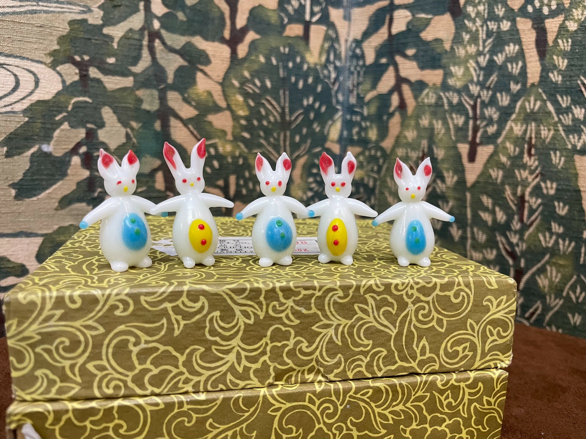 日本回流80年代出口創匯手工料器琉璃工藝品可愛小兔子 ，老手