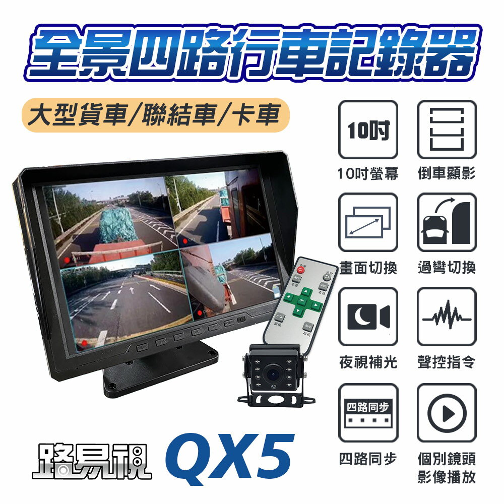 【路易視】QX5 1080P 10吋螢幕一體機 四路全景監控 行車視野輔助系統 行車紀錄器