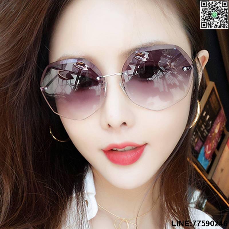 【歡樂購】【現貨免運】無框太陽鏡女韓版潮新款切邊漸變色防曬墨鏡透明海邊時尚防紫外線