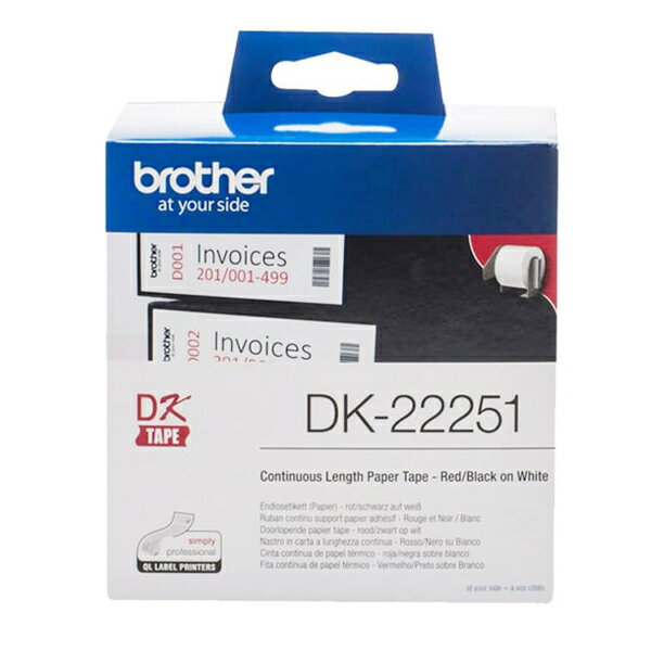 BROTHER 62mm DK-22251 耐用型紙質 白底紅黑雙色 原廠 連續 標籤帶【APP下單4%點數回饋】