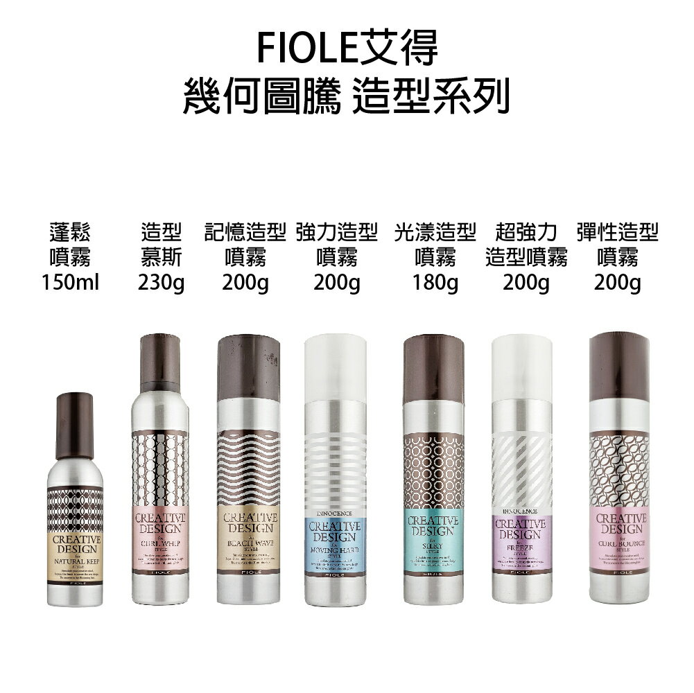 FIOLE 艾淂 艾得 幾何圖騰 超強力造型 強力造型 光漾造型 造型幕斯 蓬鬆噴霧 彈性造型 造型品 慕絲｜滿額領券最高現折$333 0
