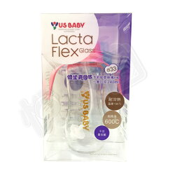 US BABY 優生 真母感手把吸管玻璃奶瓶(一般口徑240ml) 粉色【悅兒園婦幼生活館】