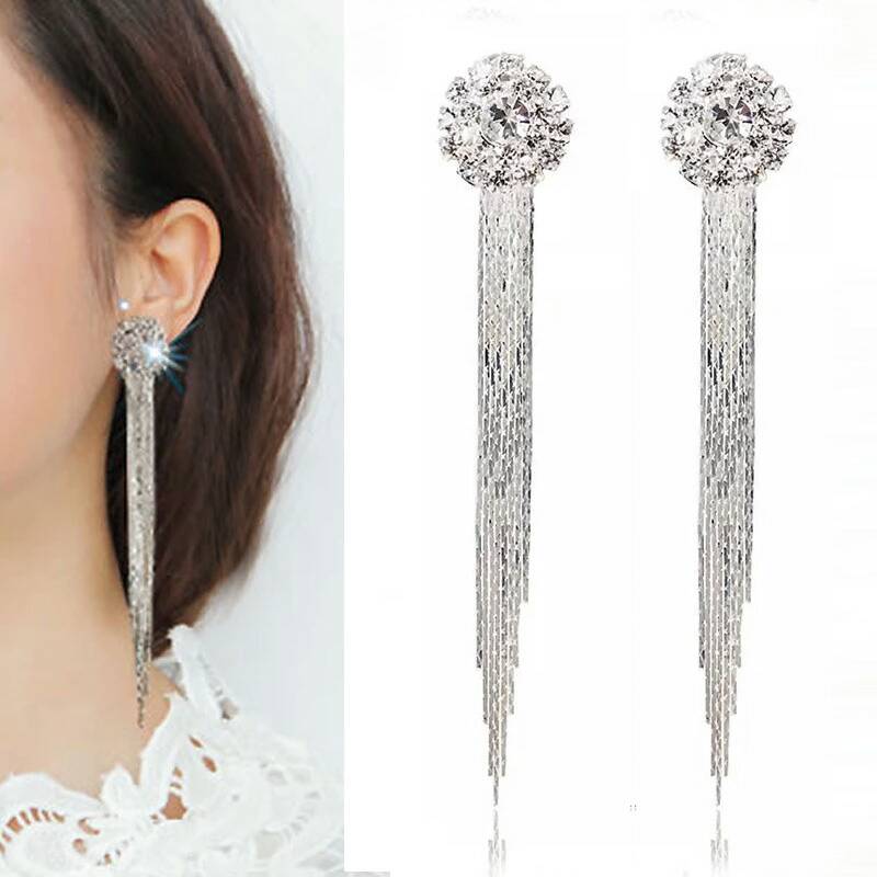 日韓流行高檔銀色華麗流純銀無耳洞耳環耳夾