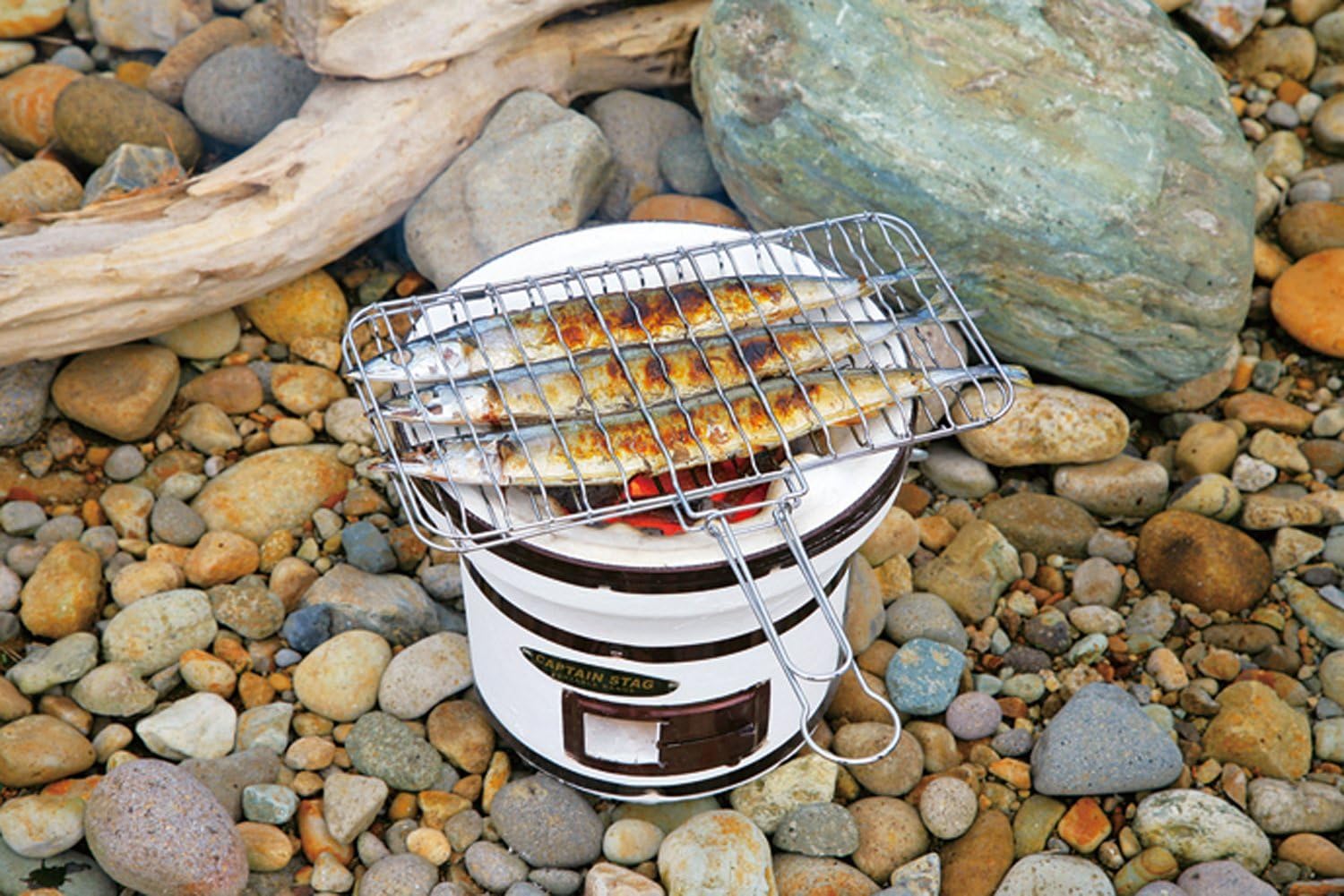 日本 鹿牌 CAPTAIN STAG 寬版夾式烤網 烤魚 燒烤 烤土司 露營烤肉 野炊 野營 BBQ 烤魚網 中秋節烤肉【小福部屋】 4