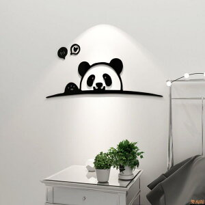 【樂淘館】創意可愛卡通熊貓3d立體墻貼亞克力貼紙臥室床頭廚房玄關墻面貼畫