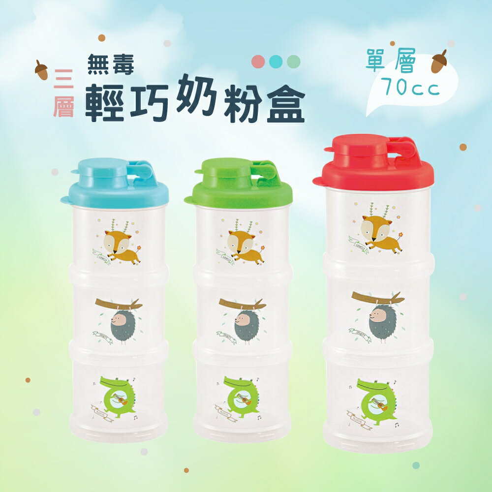 台灣製 三層無毒輕巧多功能副食品保鮮儲存奶粉盒 易晉