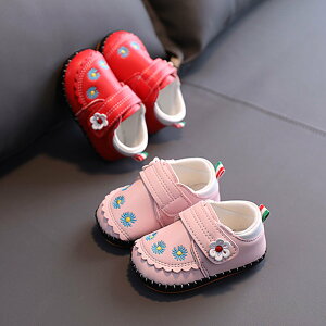 嬰兒鞋2021春秋新款花朵縫包嬰幼兒步前學步鞋可愛女童寶寶小皮鞋
