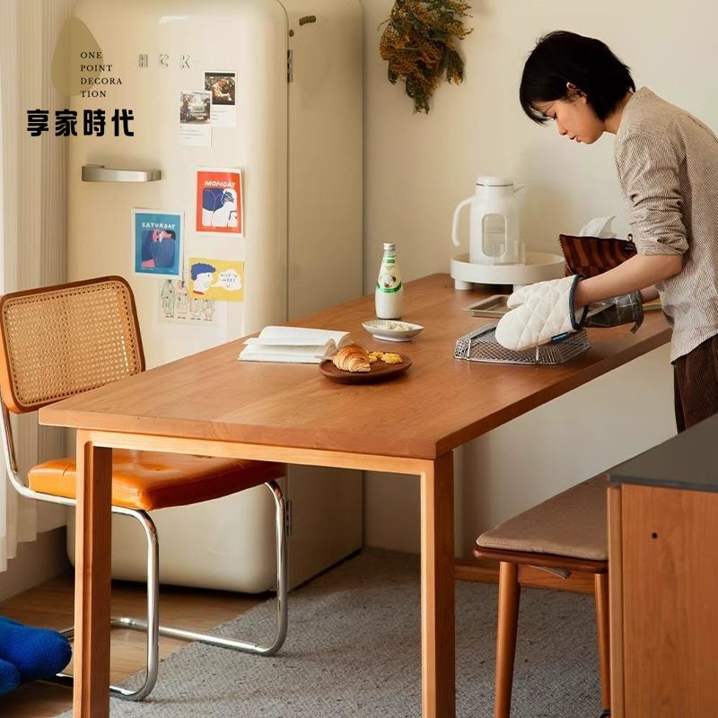 現貨 電腦桌 辦公桌 莫比恩北歐實木餐桌日式家用加厚書桌櫻桃木電腦大板桌工作臺 八折下殺wy29