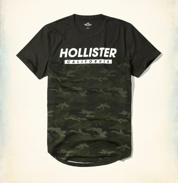 美國百分百【Hollister Co.】T恤 HCO 短袖 T-shirt 海鷗 logo 上衣 迷彩 XS號 I657