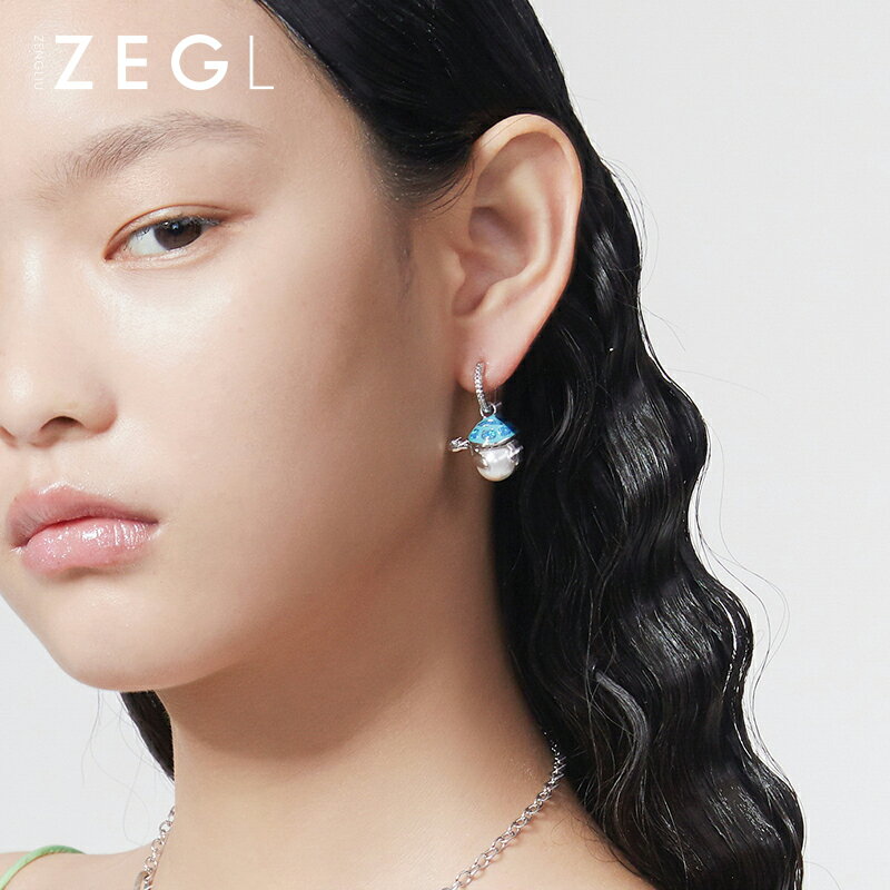 ZENGLIU設計師趣味烏龜耳釘女氣質仿珍珠耳環耳扣小眾個性耳飾品