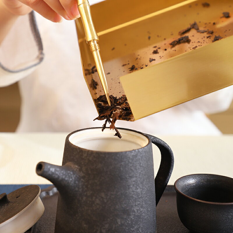 普洱茶餅盤分茶盤黃銅開茶器茶餅托盤收納分茶器茶具配件撬茶餅 4