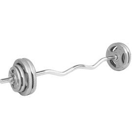 W槓+28公斤槓片組 33KG EZ槓 套組 彎曲槓+28公斤槓片組 鍛練二頭肌、臥推、蹲舉【Fitek健身網】 1