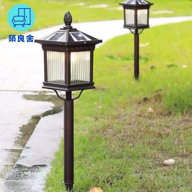 工廠直銷 戶外太陽能燈 庭院燈 戶外燈 現代簡約太陽能草坪燈室外別墅花園地插燈LED中式戶外防水庭院燈特惠/全館免運 特價出 開立發票 售後保障z211