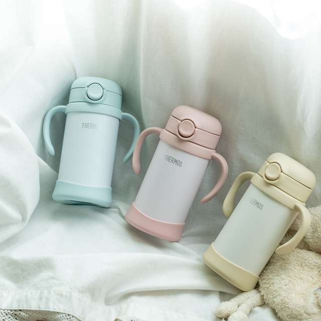 日本 THERMOS 兒童保冷瓶 350ml FJT-350 學習杯 兒童 水壺 水杯 吸管杯 止滑 低飽和 專用袋 【小福部屋】 2