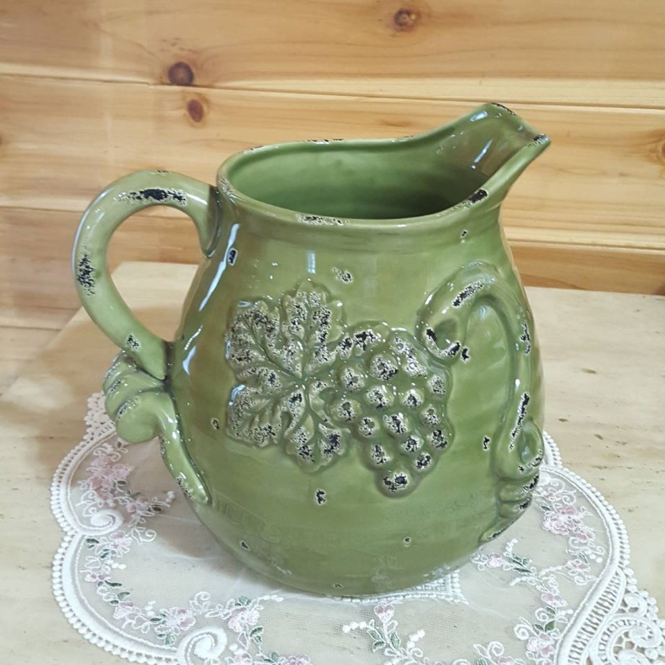 葡萄藤圓水壺造型陶瓷花器