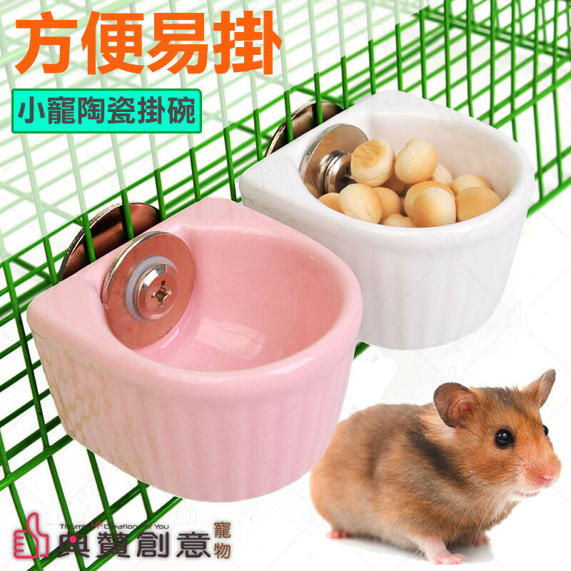 可愛小寵陶瓷掛碗 倉鼠陶瓷碗可固定食器 寵物用品 台灣24H出貨