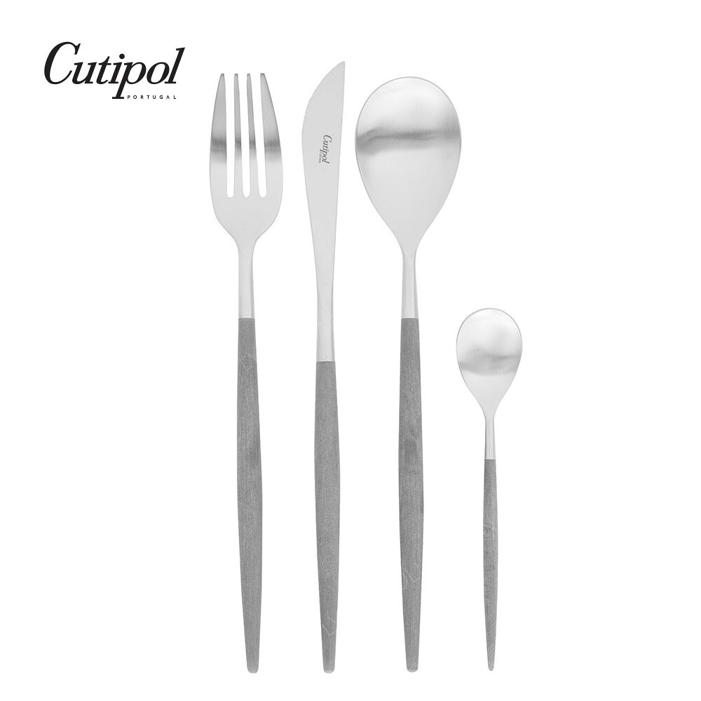 葡萄牙Cutipol MIO系列-主餐刀+叉子+湯匙+咖啡湯匙4件組 (灰銀)