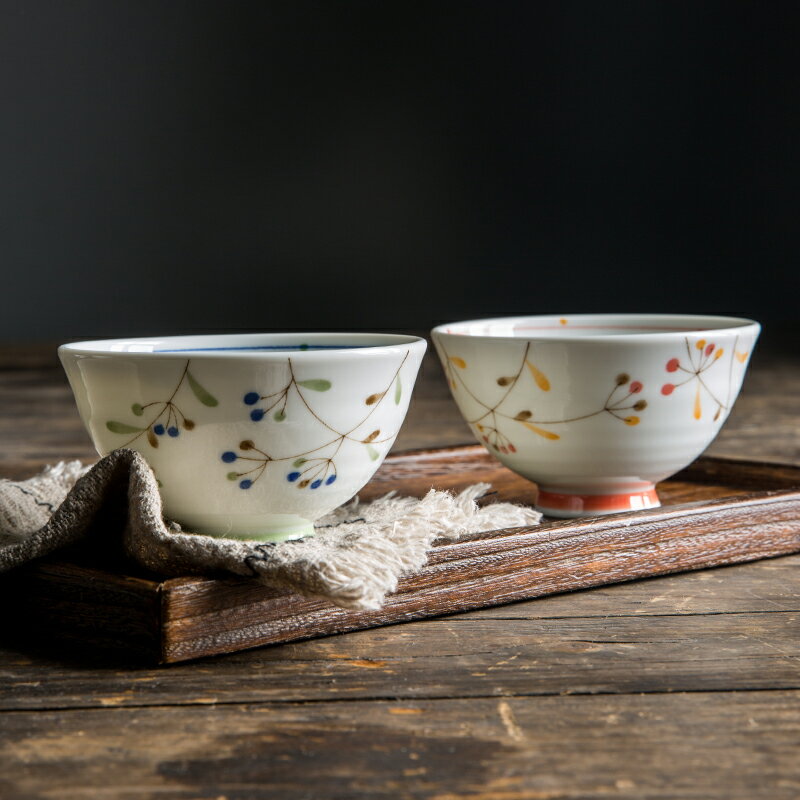 億嘉日本制 日式和風餐具高腳碗家用陶瓷吃飯碗小清晰小湯碗面碗