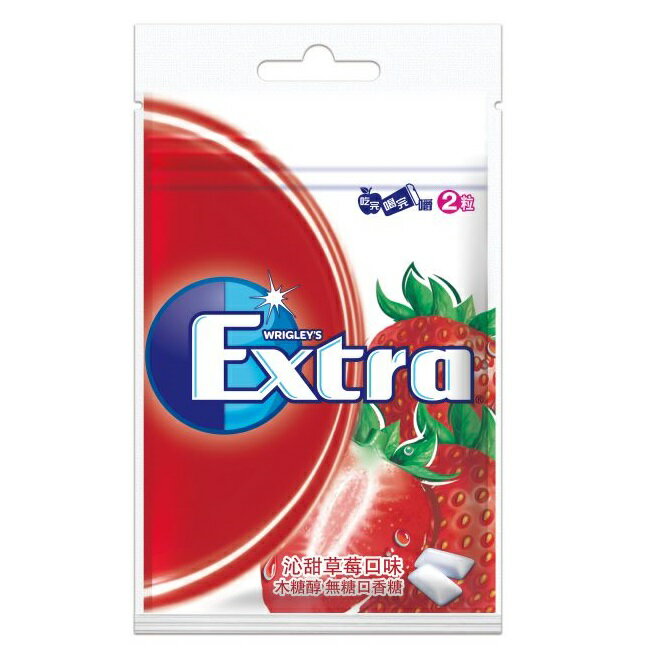 EXTRA 木糖醇沁甜草莓無糖口香糖袋裝28g