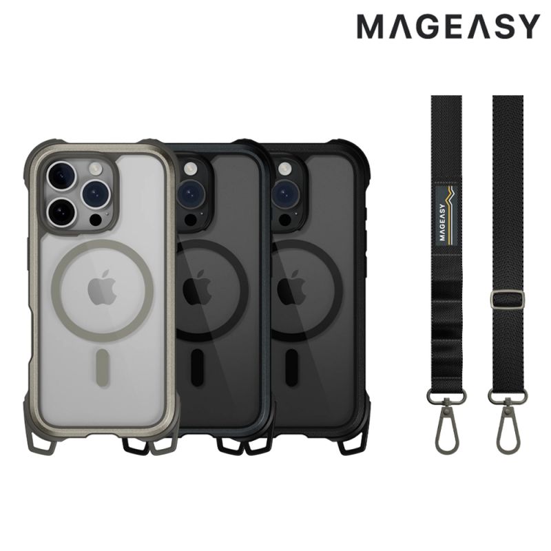 MAGEASY Apple 蘋果 iPhone 16 Pro Max 6.9吋Odyssey Strap M 超軍規防摔掛繩手機殼(相機控制按鍵版) 保護殼 防摔 磁吸 軍規防摔認證 支援 MagSafee【愛瘋潮】